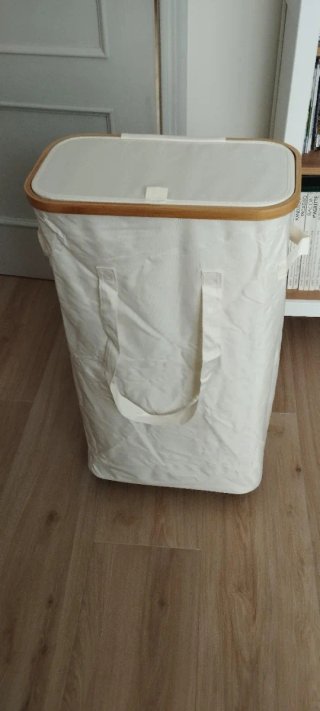Cesto Ropa Bambú y Tela