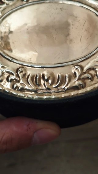 Portagioie velluto con placca laminata argento