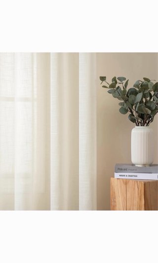 MIULEE Cortinas Lino Visillo Beige/Blanco