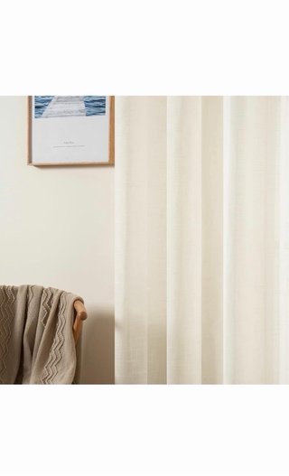 MIULEE Cortinas Lino Visillo Beige/Blanco