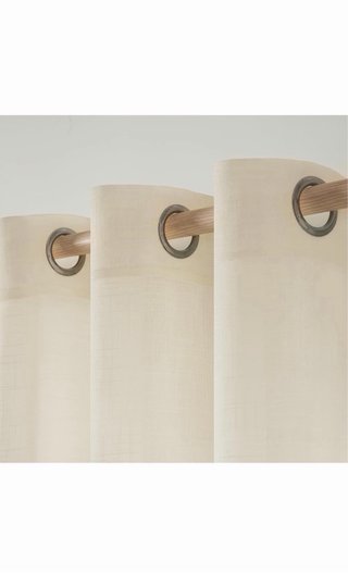 MIULEE Cortinas Lino Visillo Beige/Blanco