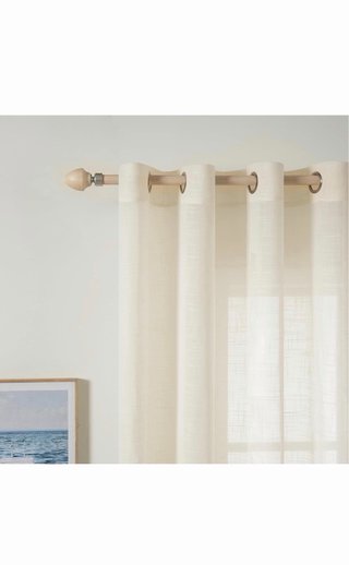 MIULEE Cortinas Lino Visillo Beige/Blanco