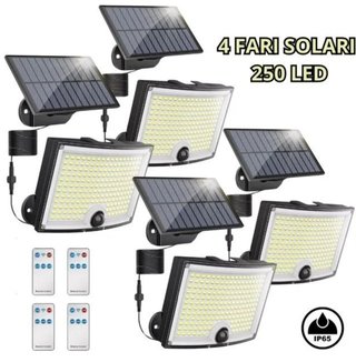 4 Faretti Solari LED 250W con Telecomando