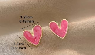 Pendientes Corazón Rosa y Dorado Nuevos