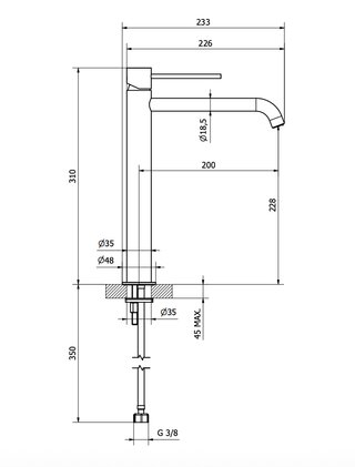 Grifo lavabo alto Teorema Keo cromado cartucho Ø25