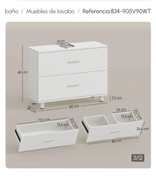 Mueble de lavabo blanco y metal