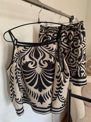 Conjunto veraniego dos piezas beige y negro