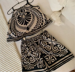 Conjunto veraniego dos piezas beige y negro
