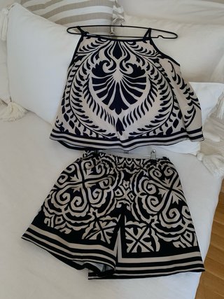 Conjunto veraniego dos piezas beige y negro