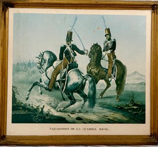 Pintura Cazadores de la Guardia Real. 29,5 x 26cm