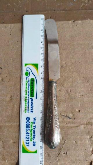Coltello Manico Argento Lama Metallo