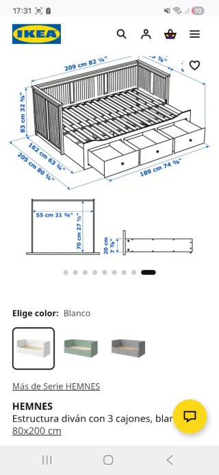 Estructura Diván Hemnes Ikea 3 cajones