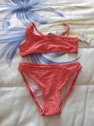 Bikini niña rojo estampado