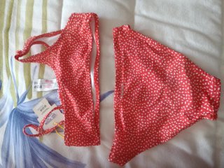 Bikini niña rojo estampado