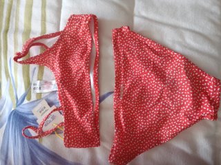Bikini niña rojo estampado