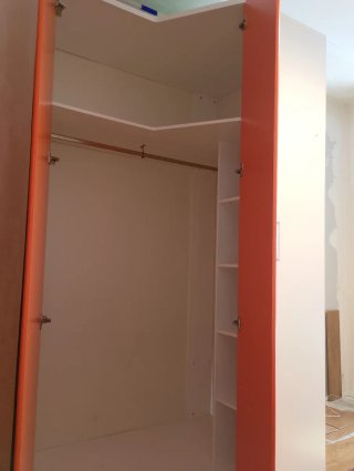 Armario Rinconera Madera Naranja y Blanco