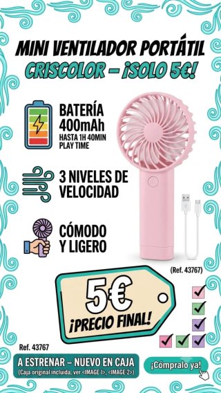 Ventilador Portátil Criscolor 5€