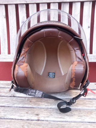 Casco Jet Marrón y Negro