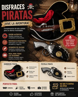 Disfraz Pirata Sombrero y Pistola