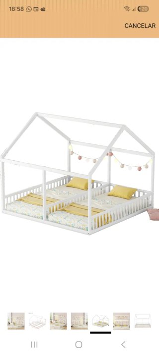 Cama casita blanca para niños