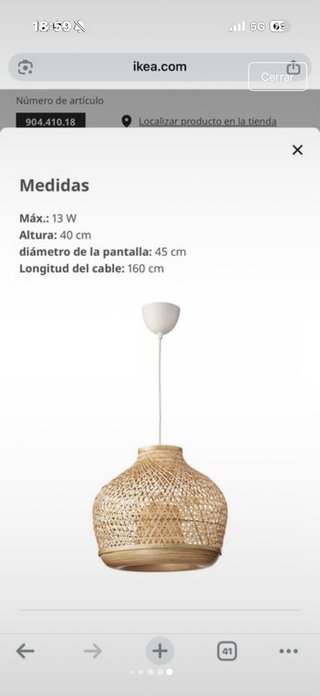 Lámpara de techo de mimbre Ikea