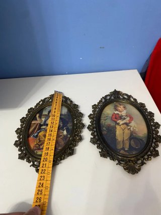 Coppia Quadri Antichi Cornice Barocca