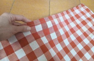 Cortina Cocina Cuadros Rojo y Blanco 64x144 cm