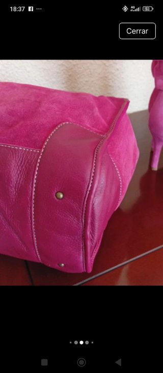 Bolso de piel y ante de Purificación García fucsia