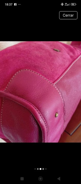 Bolso de piel y ante de Purificación García fucsia