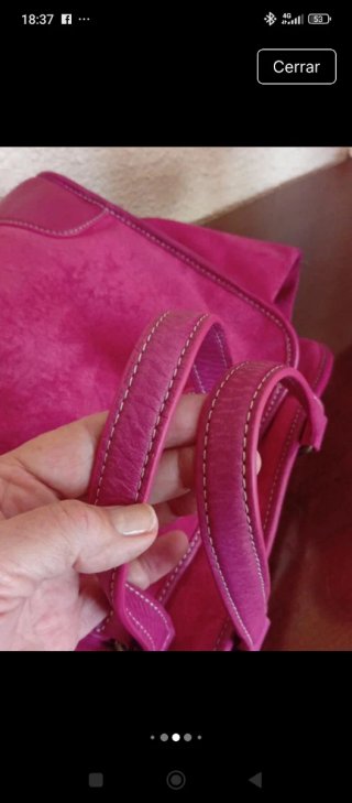 Bolso de piel y ante de Purificación García fucsia