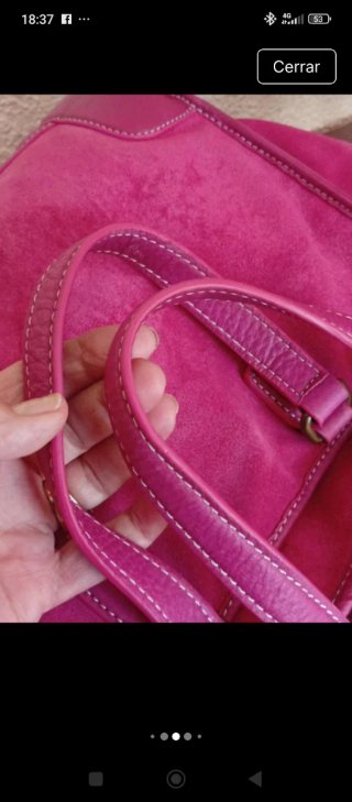 Bolso de piel y ante de Purificación García fucsia
