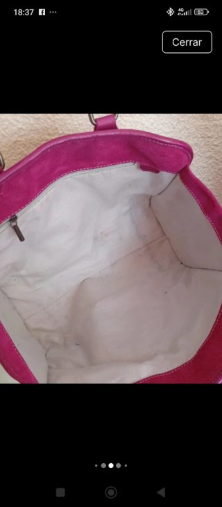 Bolso de piel y ante de Purificación García fucsia