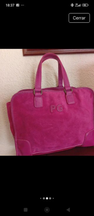 Bolso de piel y ante de Purificación García fucsia