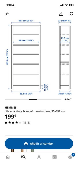 Librería IKEA HEMNES Madera Blanca