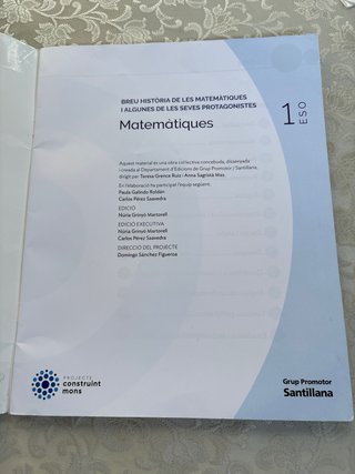 Libro Matematiques 1 ESO Historia de las matemátic