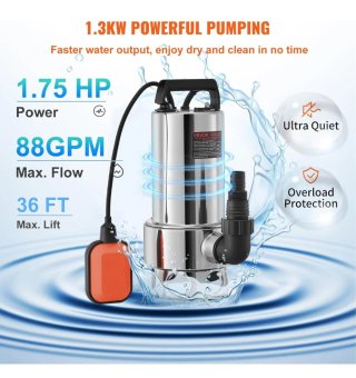 Bomba Sumergible VEVOR 1300W Aguas Residuales