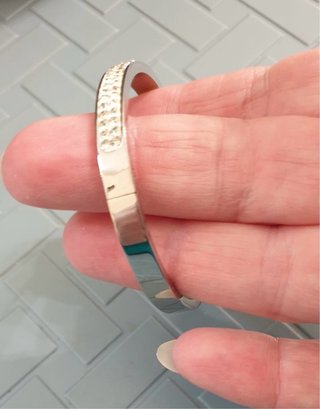 Bracciale Rigido Acciaio placcato argento e Pavé