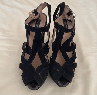 Sandalias Zara Tacón Plataforma Negras