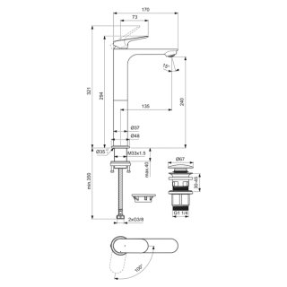 Grifo lavabo alto Ideal Standard Lyneth negro