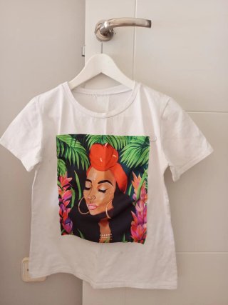 Camiseta bohemia con estampado tropical  XS