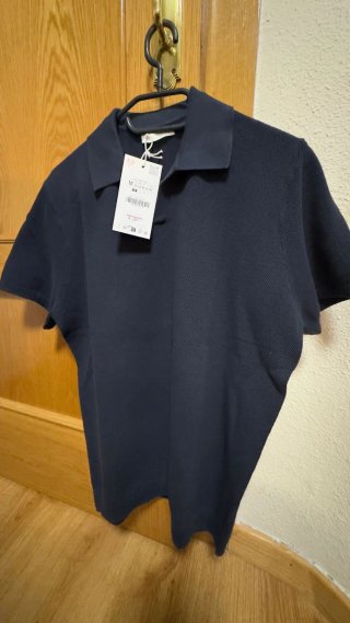 2 Camisetas Zara cuello polo M beige y azul