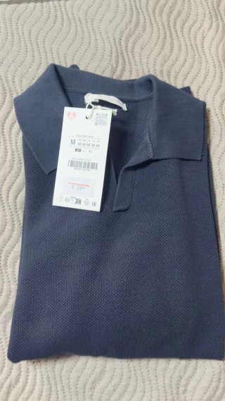 2 Camisetas Zara cuello polo M beige y azul