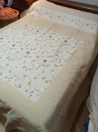 Colcha algodón beige/blanco 2,50x2,45