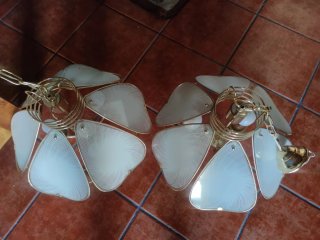 Lámparas de techo florales doradas