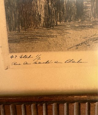 Grabado antiguo Rue du Marché au Charbon