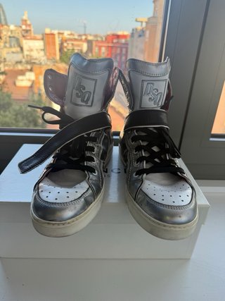 Dsquared2 Zapatillas Piel T.41 Negras/Metalizadas