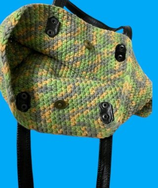 Bolso Crochet Negro Verde Amarillo