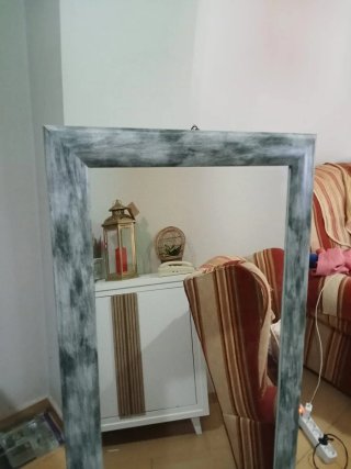 Espejo decorativo gris verde de pie o pared