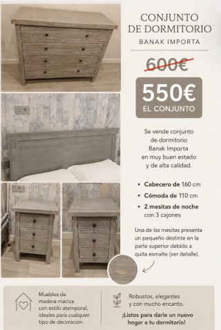 Conjunto dormitorio Banak Importa madera