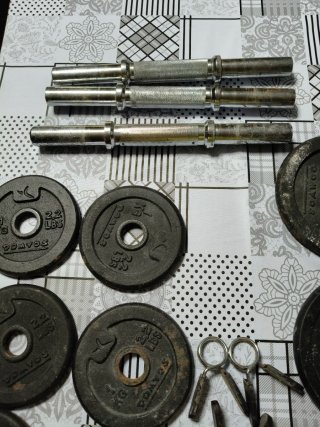 Barra y discos de pesas Domyos